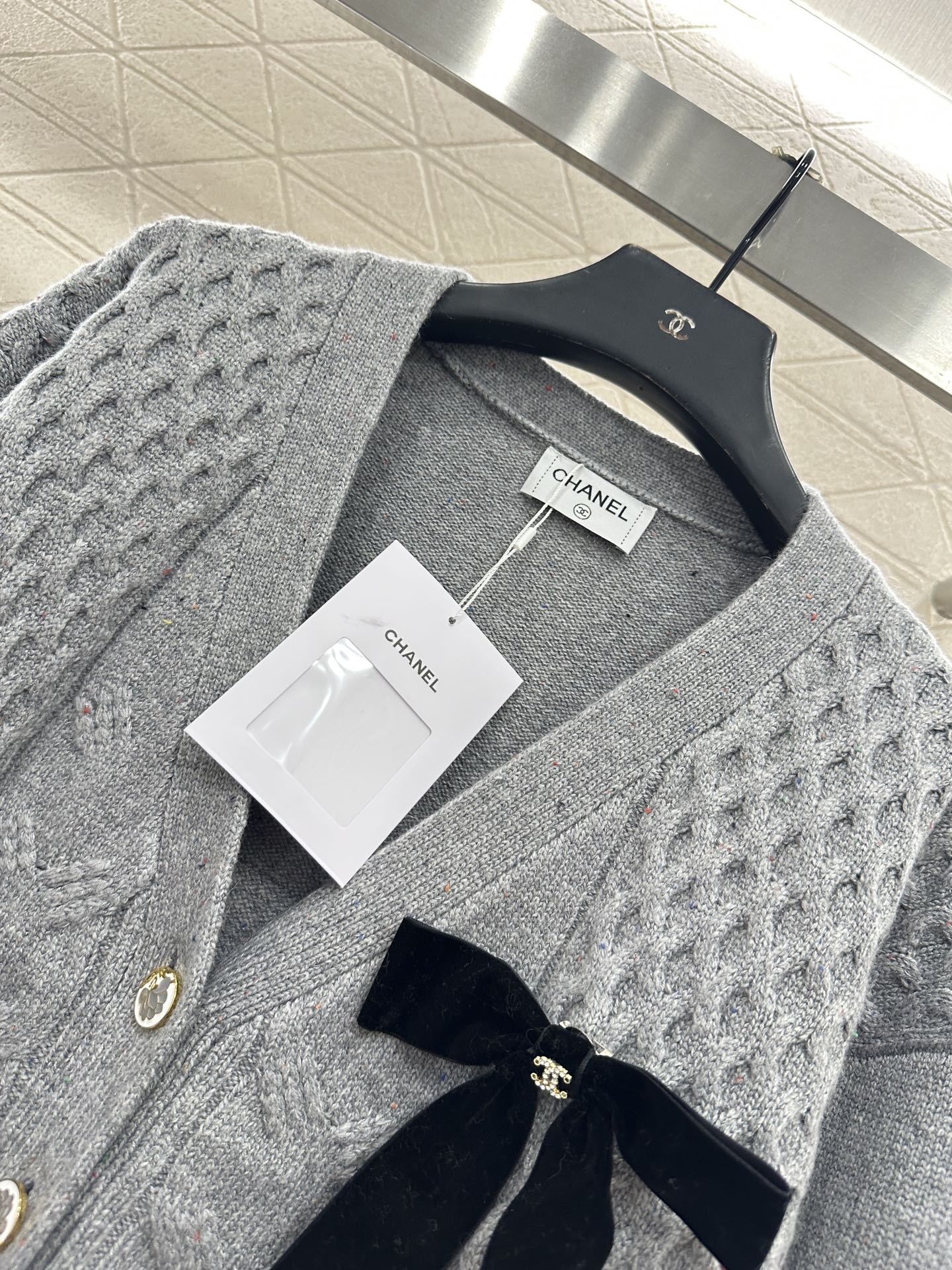 Bow knit cardigan