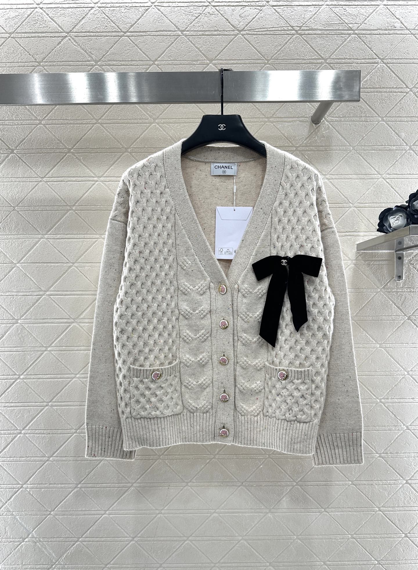 Bow knit cardigan