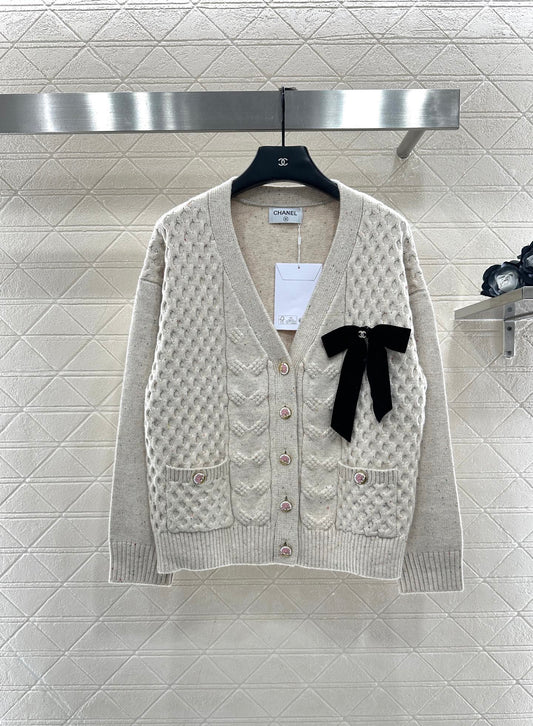 Bow knit cardigan