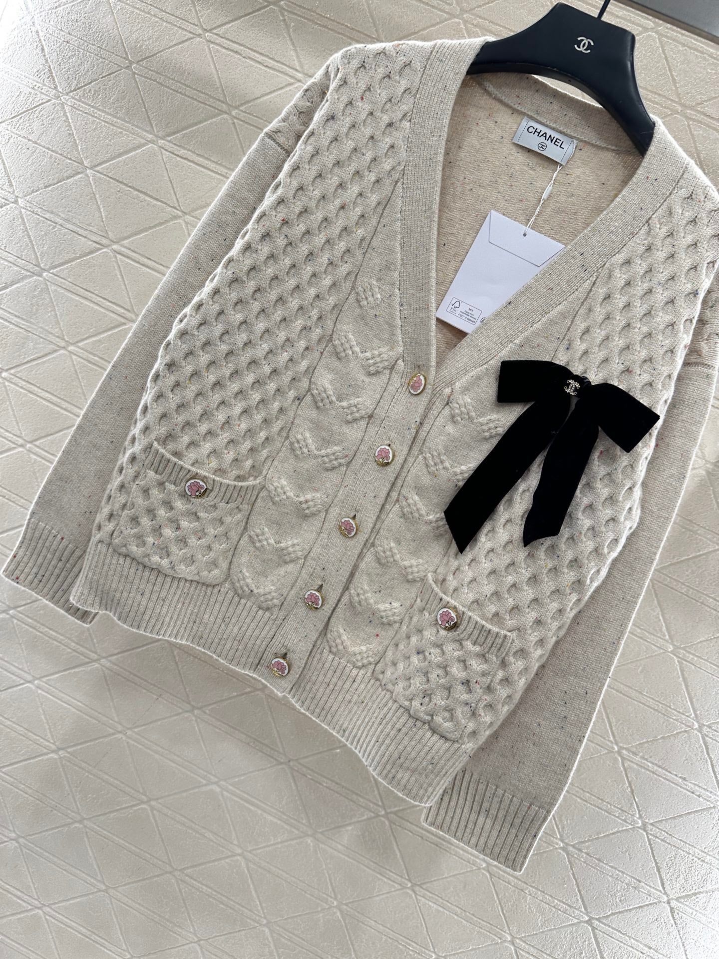 Bow knit cardigan