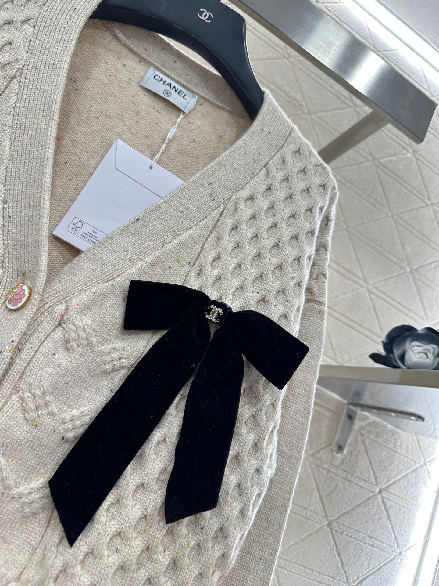 Bow knit cardigan