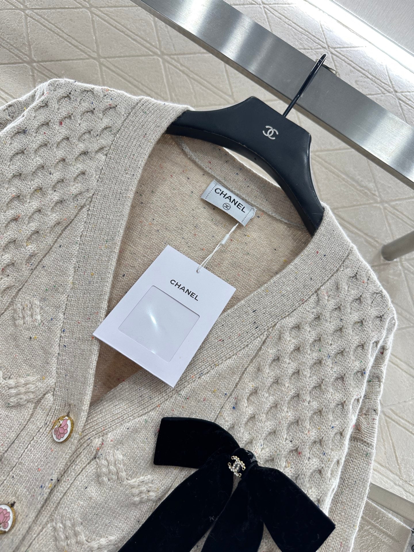 Bow knit cardigan