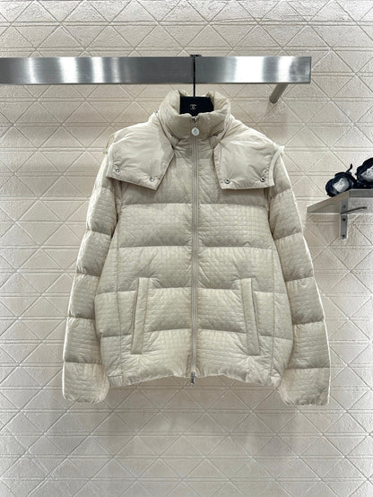 Detachable hooded down jacket