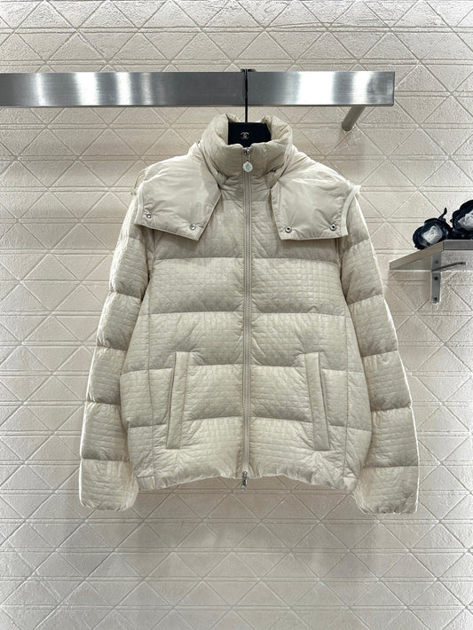 Detachable hooded down jacket
