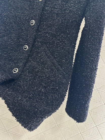 Stand collar woven mid length jacket
