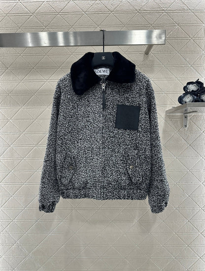 Fur collar woolen coat