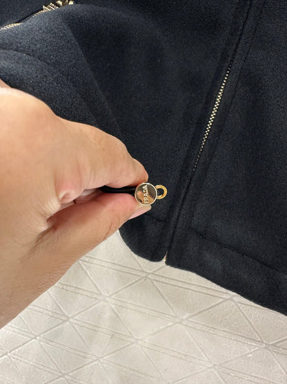Hooded woolen zipper jacket