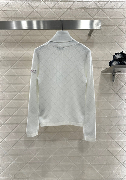 High neck knitted pullover sweater