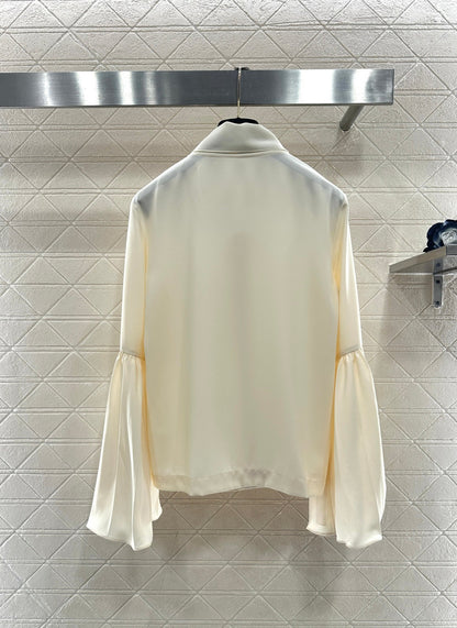 Bow ribbon wide sleeved shirt