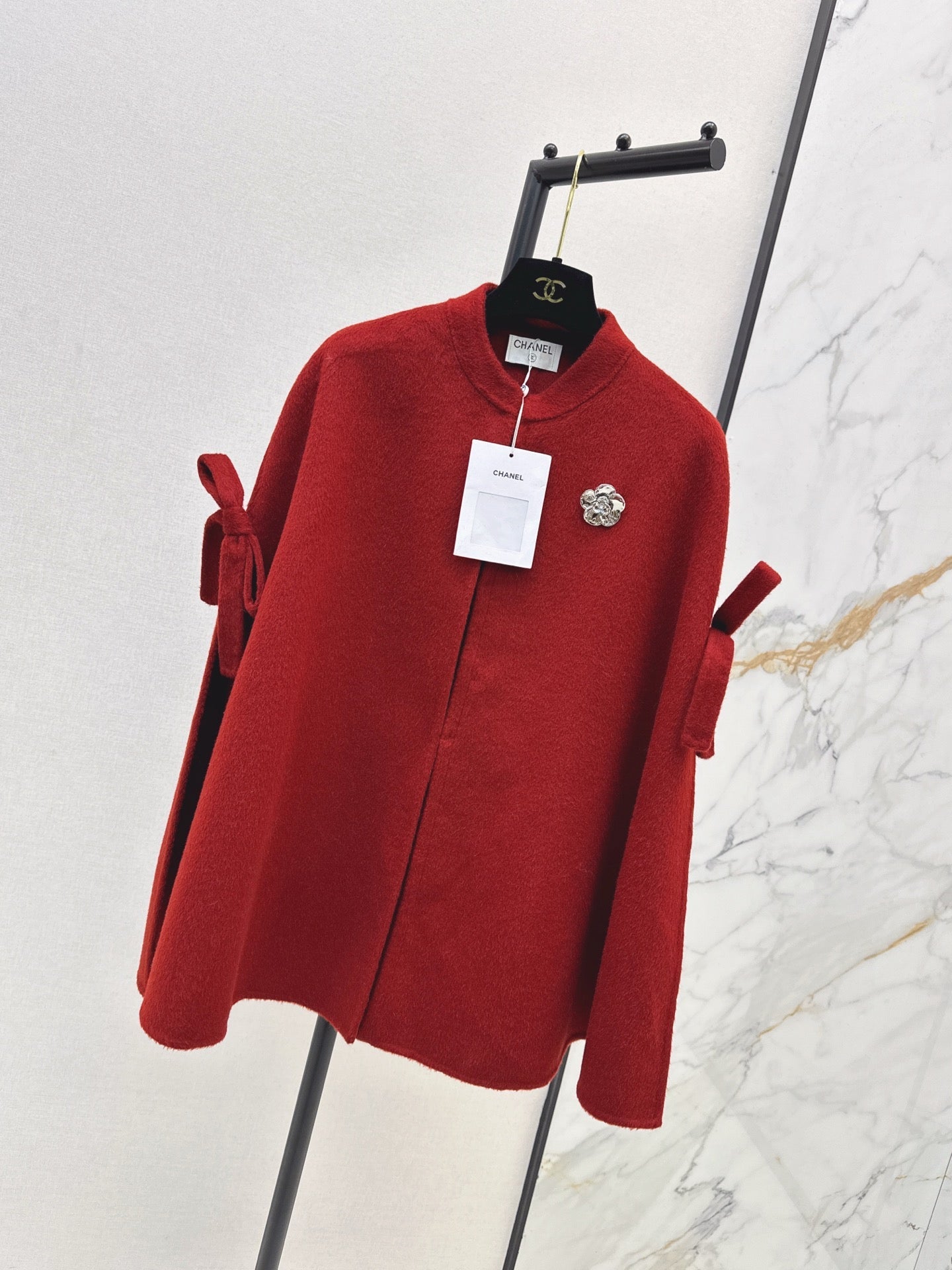 Double bow decoration cloak coat