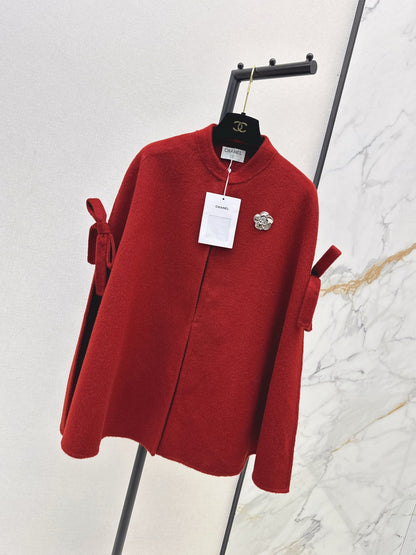 Double bow decoration cloak coat