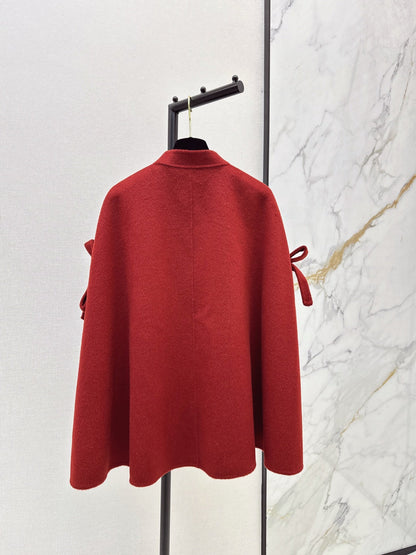 Double bow decoration cloak coat