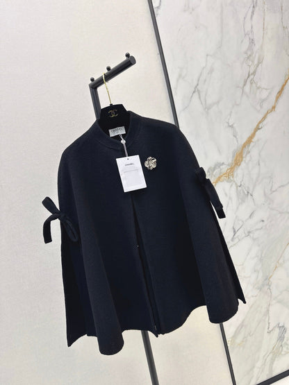 Double bow decoration cloak coat