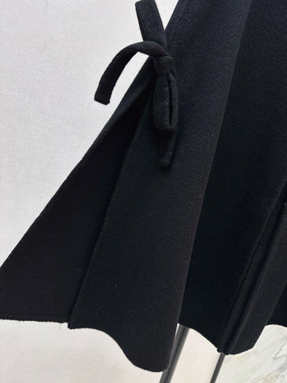 Double bow decoration cloak coat