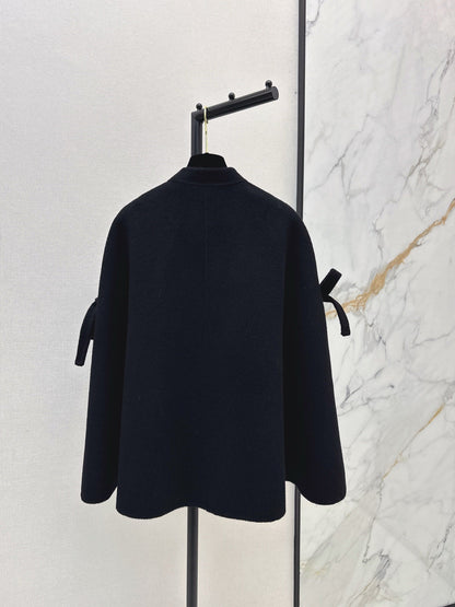 Double bow decoration cloak coat