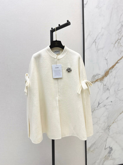 Double bow decoration cloak coat