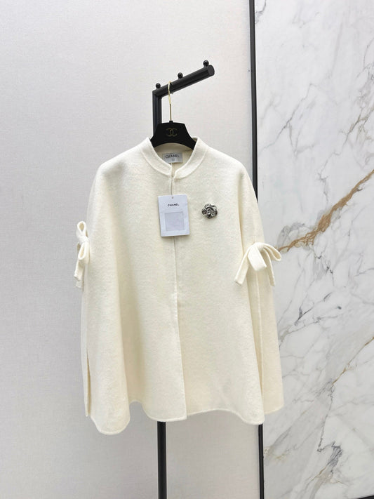 Double bow decoration cloak coat