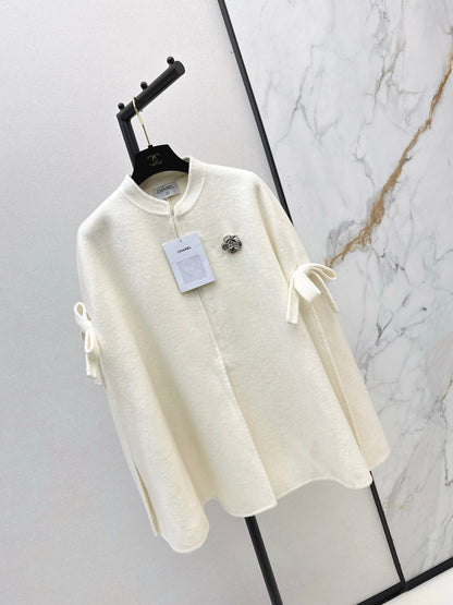 Double bow decoration cloak coat
