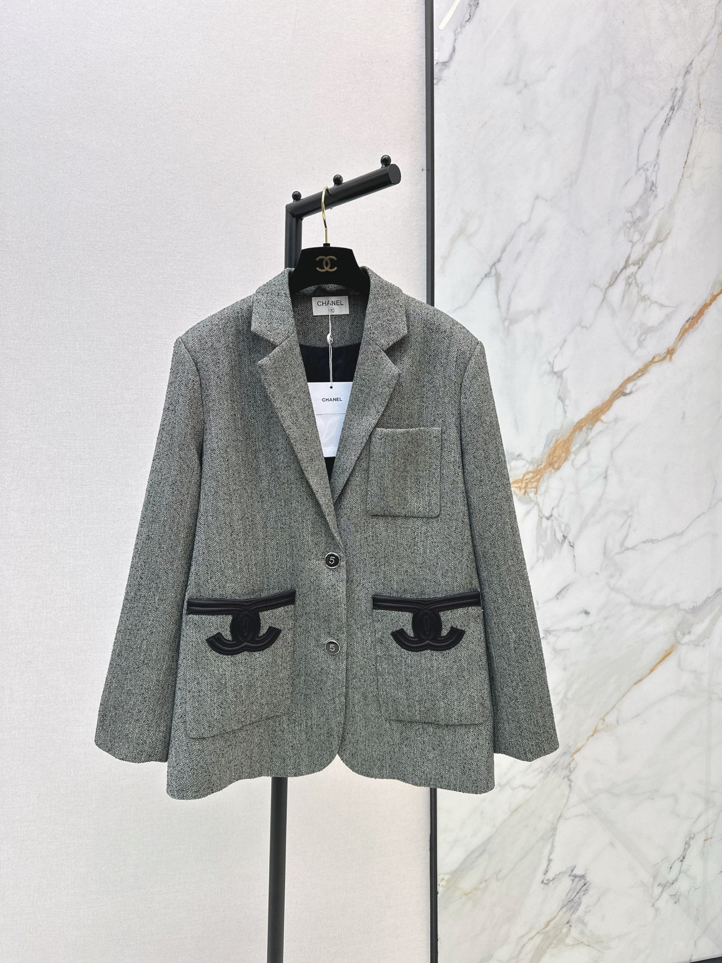 Double C patchwork embroidered suit jacket