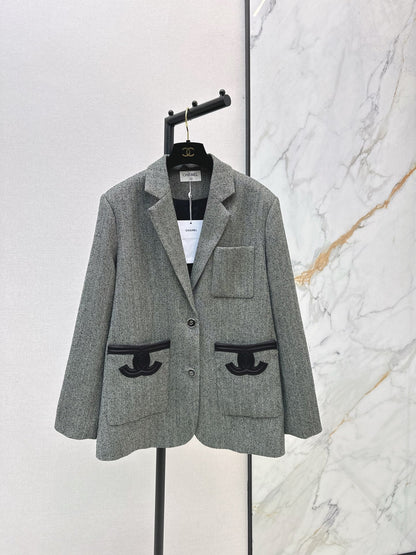 Double C patchwork embroidered suit jacket