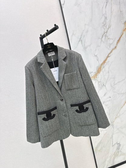 Double C patchwork embroidered suit jacket