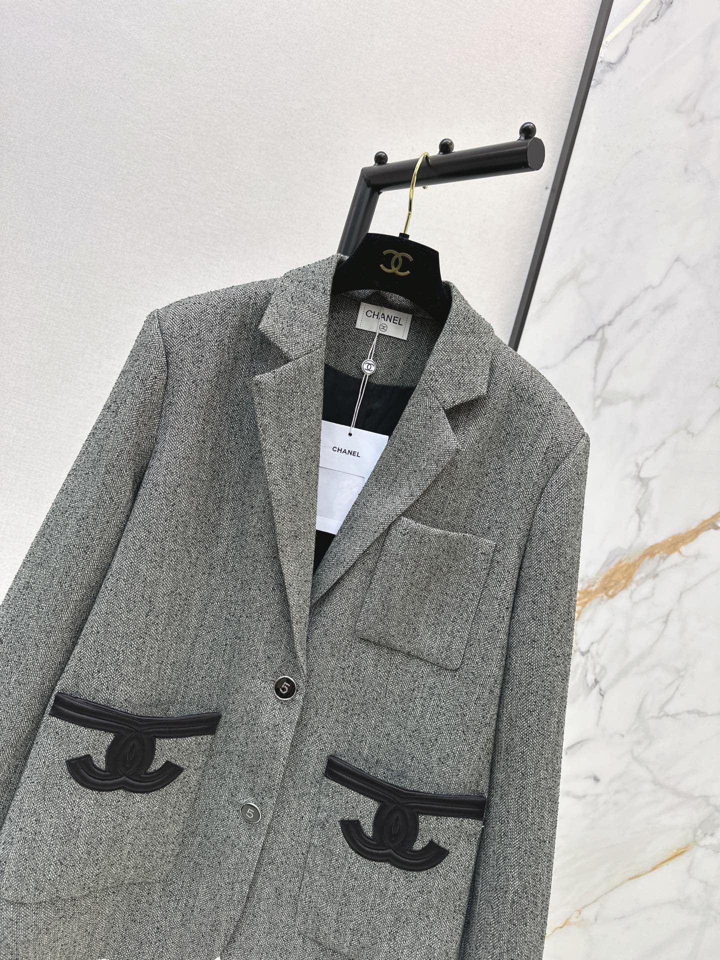 Double C patchwork embroidered suit jacket