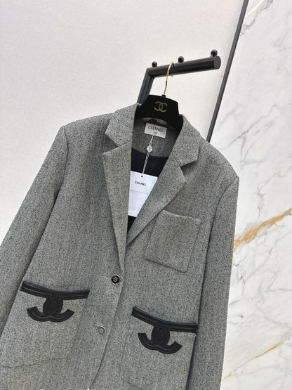 Double C patchwork embroidered suit jacket
