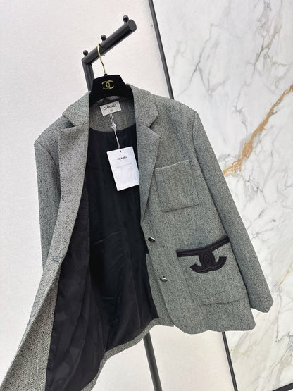 Double C patchwork embroidered suit jacket