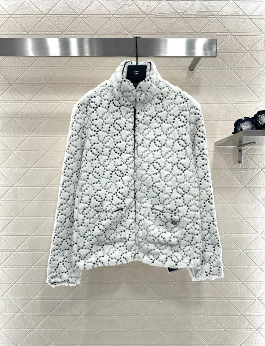 Stand up collar zipper fur cotton coat jacket