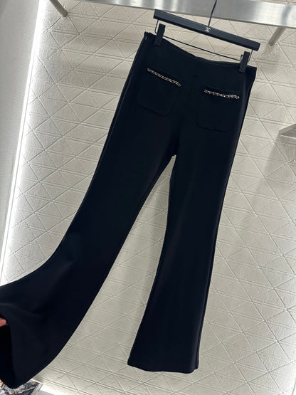 Micro zipper retro elastic pants