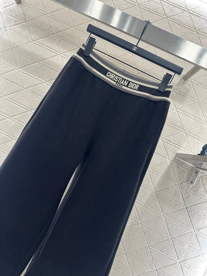 Woolen casual woven belt pants