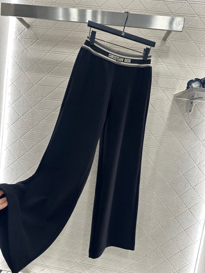Woolen casual woven belt pants