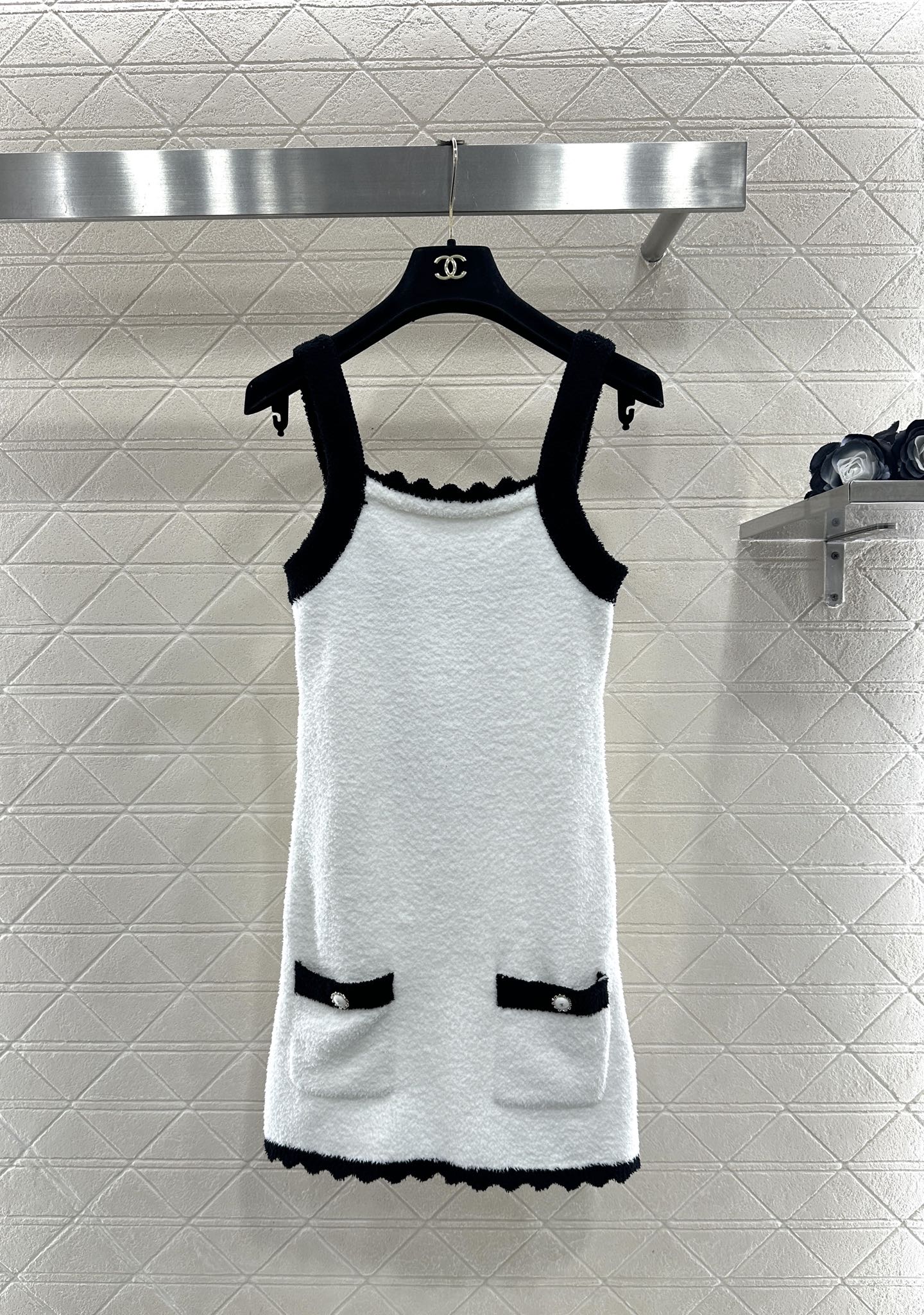 Color blocking knitted camisole skirt