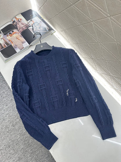 Round neck crochet letter sweater