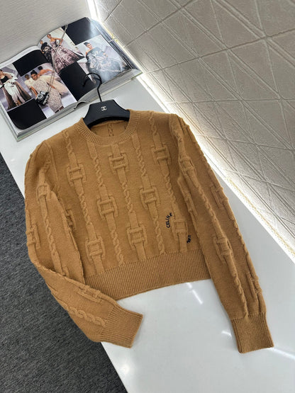 Round neck crochet letter sweater