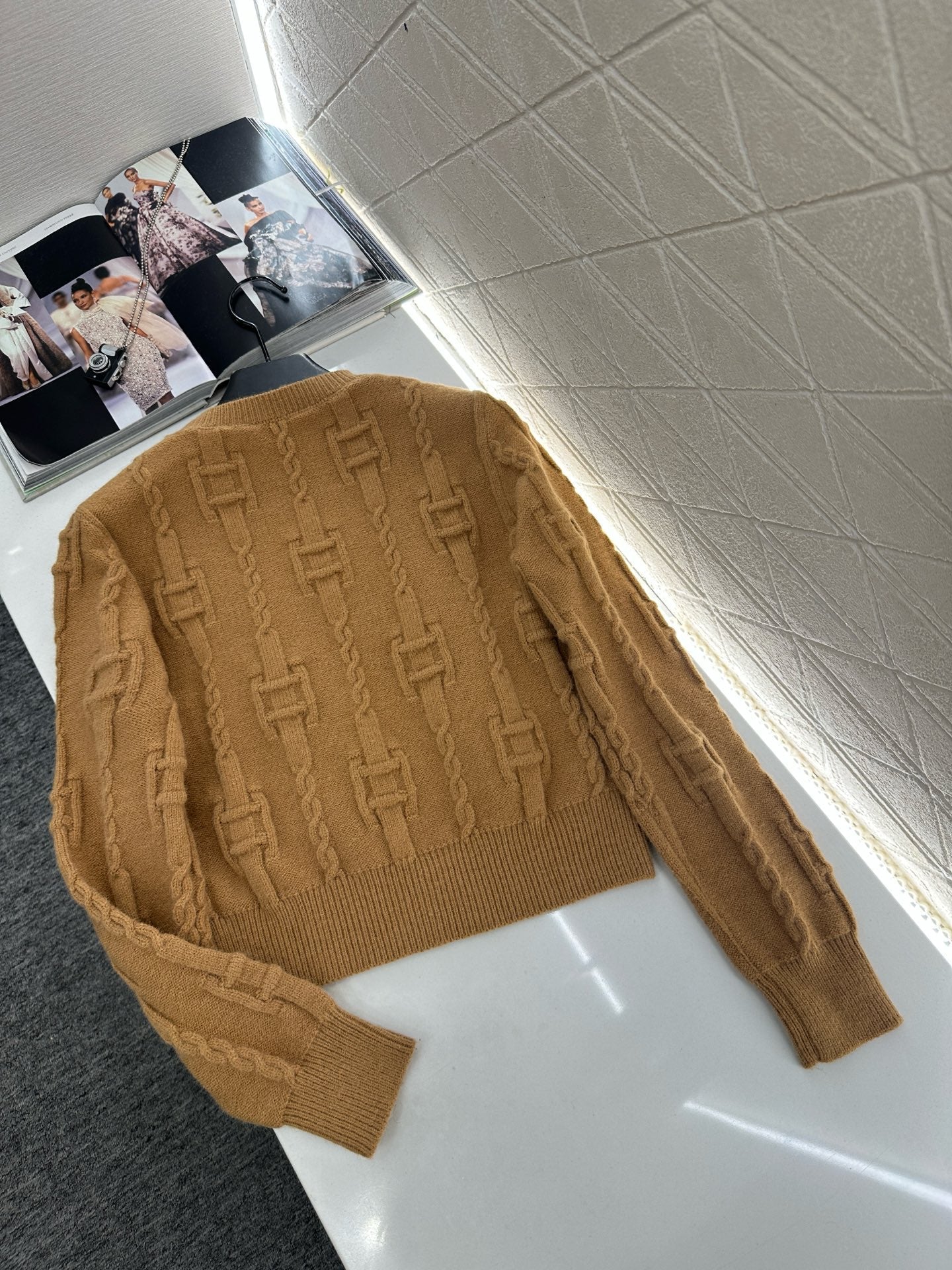 Round neck crochet letter sweater
