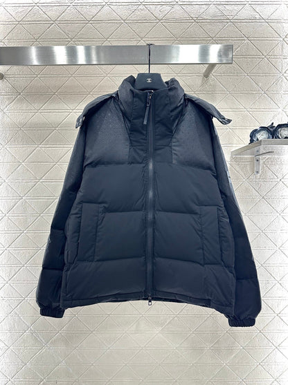 Detachable hooded jacquard down jacket