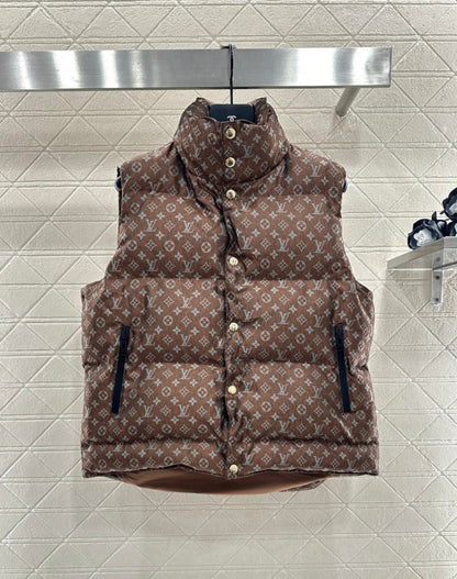 Stand Collar Jacquard Down Vest