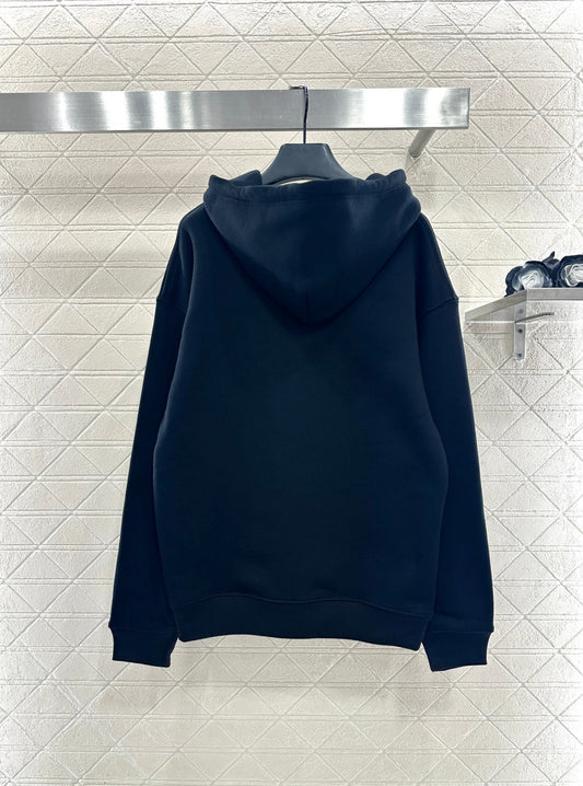 Leather Pocket Drawstring Hooded Sweatshirt