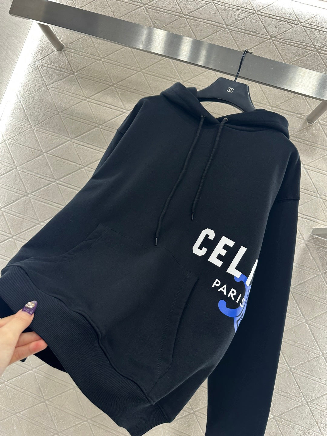 Printed Logo Drawstring Hooded Sweatshirt