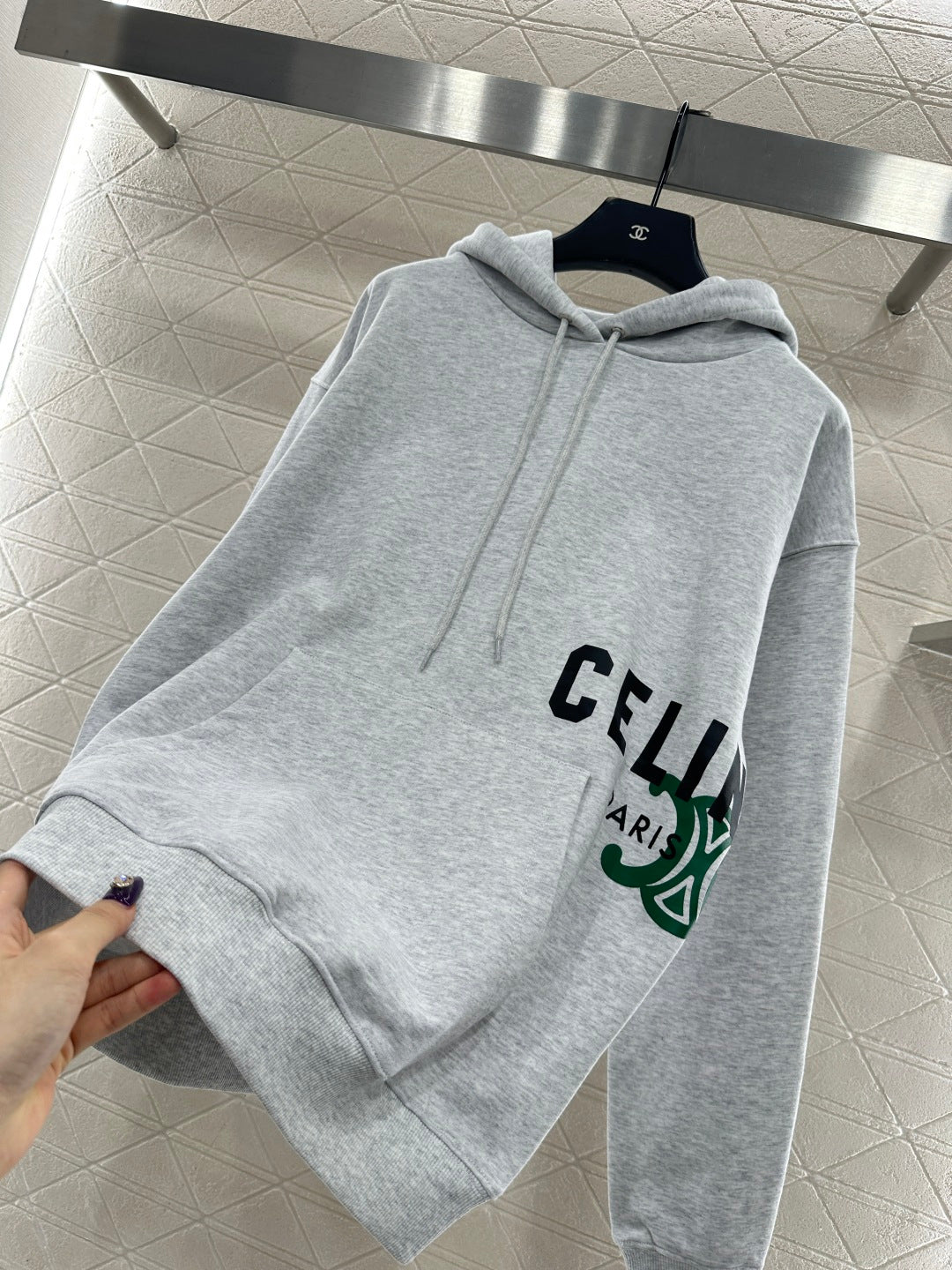 Printed Logo Drawstring Hooded Sweatshirt