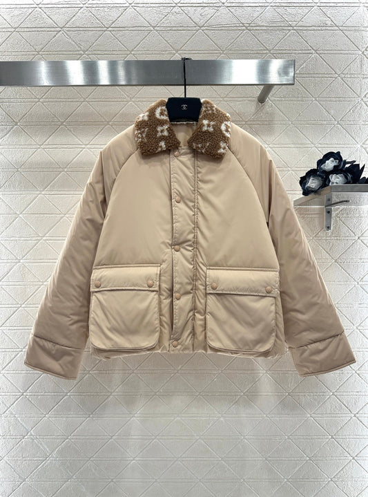Lamb's Fur Collar Cotton Jacket