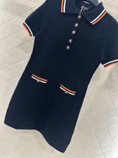 Color-Blocked Collared Knit Dress