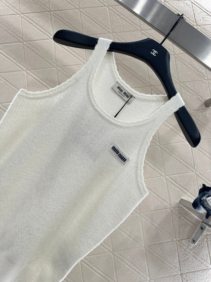 Wave-Trimmed Knit Vest