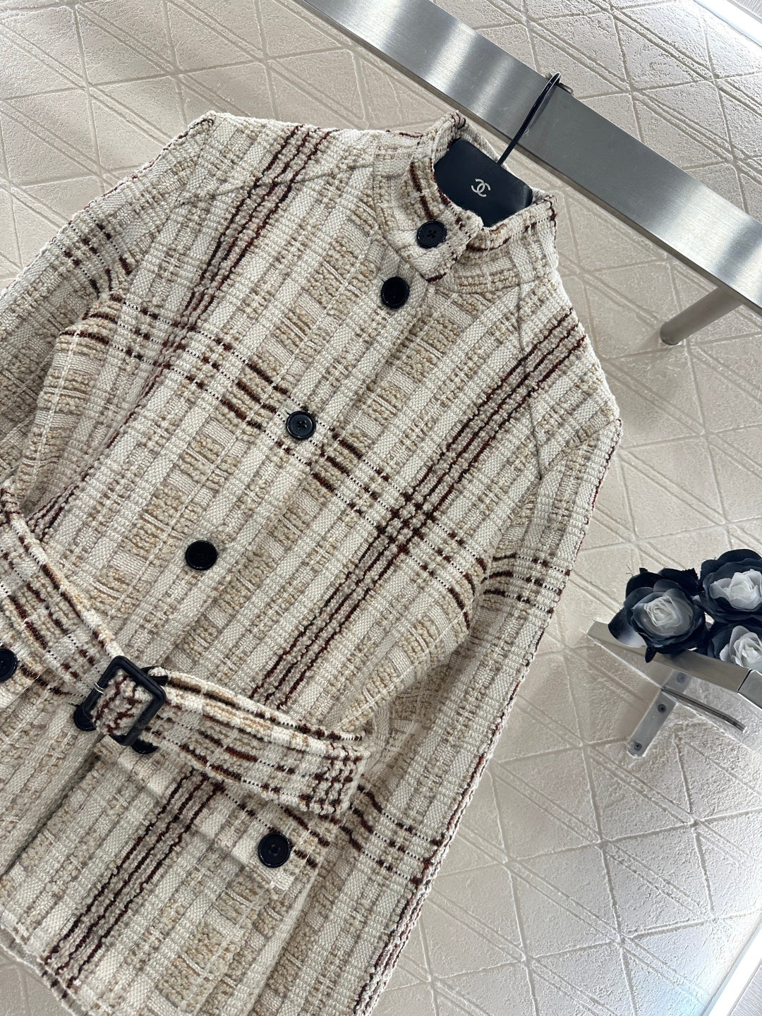Stand Collar Belted Coat