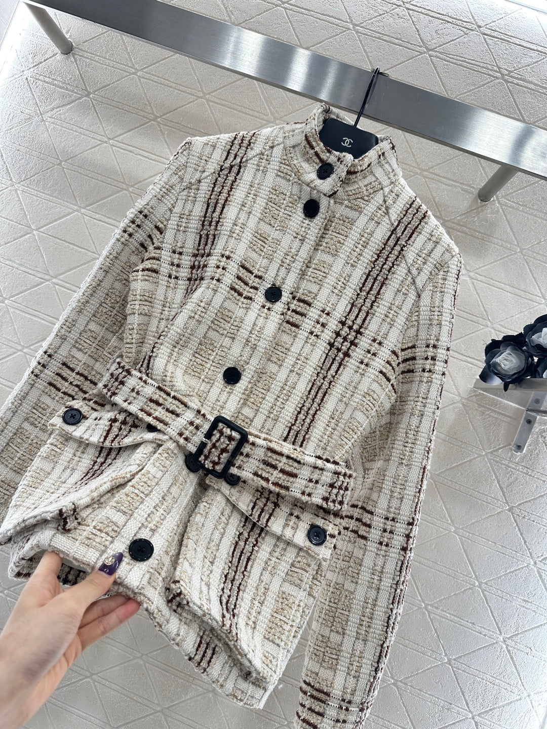 Stand Collar Belted Coat