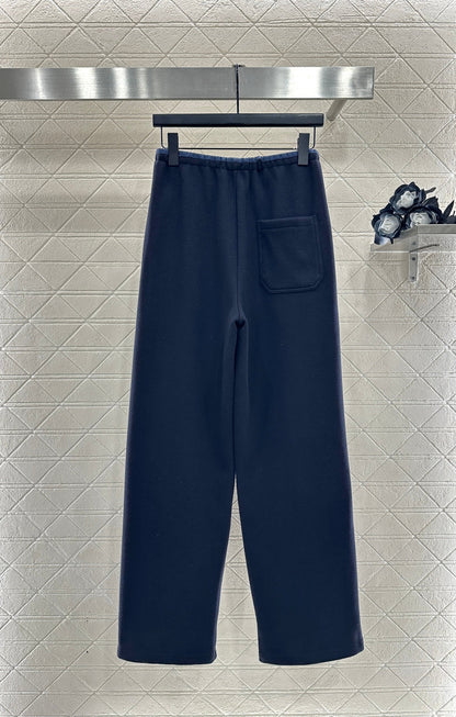 Fleece Drawstring Leather Tag Pants