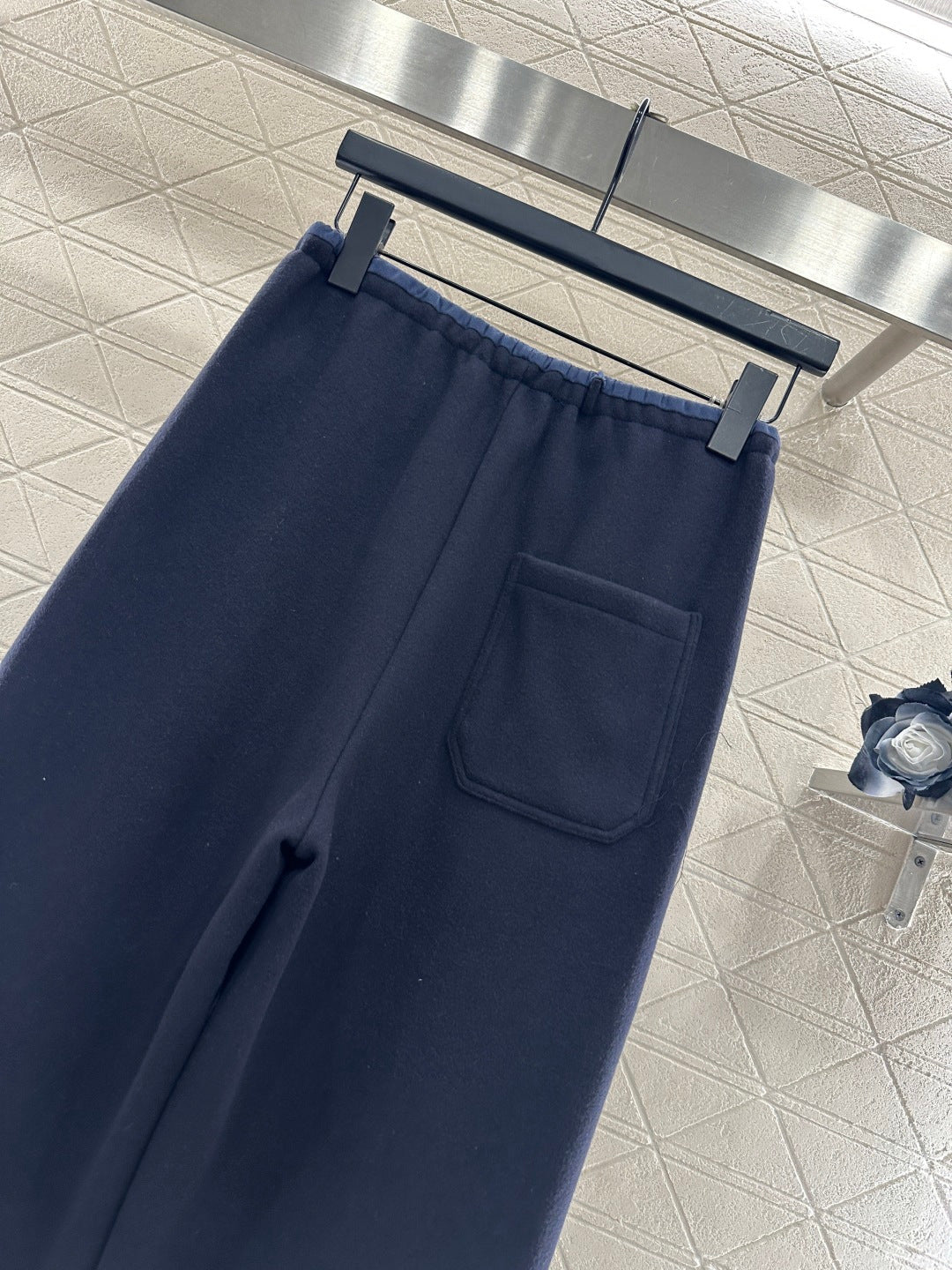 Fleece Drawstring Leather Tag Pants