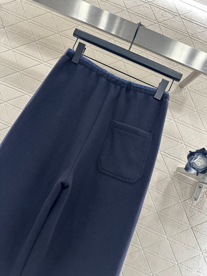 Fleece Drawstring Leather Tag Pants