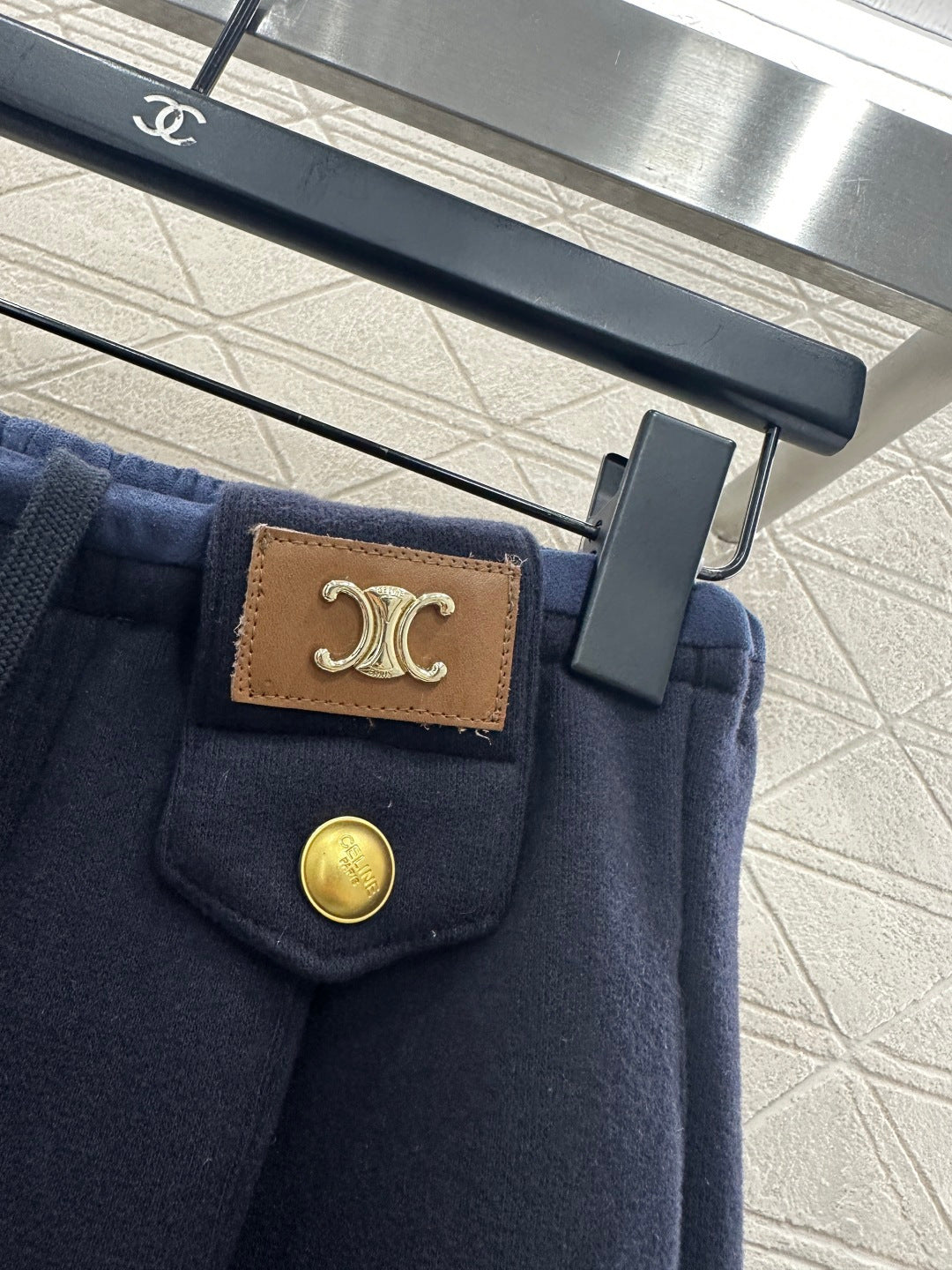 Fleece Drawstring Leather Tag Pants